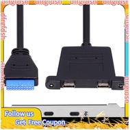 【D&F】Front Panel Header USB 3.0 19/20Pin Male Connector to 2 USB-C Female Port Extension Cable with 