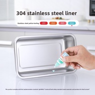 304 Stainless Steel Lunch Box Microwaveable Glass Lid Lunch Box Rectangular Sealed Lunch Box