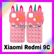 Case Xiaomi Redmi 9C Casing Pop It Unicorn Pink Full Edition Boba Lembut Tebal Popit Terbaru