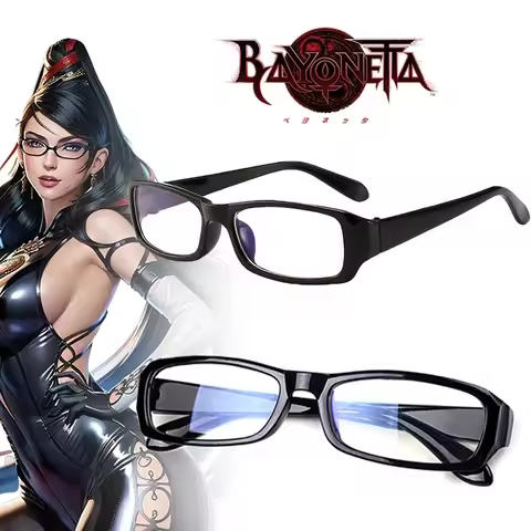 Game Bayonetta Cosplay Glasses Black Eyeglass Frame Retro Protection Eye Flat Mirror Eyewear Unisex 