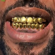 PYXIS Teeth Grillz Top Bottom Set, Shiny Eco-friendly Copper Teeth Grillz Caps, Fashion Glossy   Sil