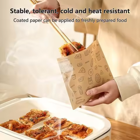 50Pcs Greaseproof Paper Bag, Kraft Paper Bag Food Wrapping Bag Disposable Packaging Baking Paper Pla