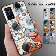 For OPPO A55 4G A95 A94 A74 A54 A54S Reno 5F Cartoon Astronaut Soft Silicone Edge Hard Case Shockpro