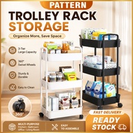 PATTERN Trolley Rack Storage 3 Tier Trolley Kitchen Rack With Wheel  Troli Barang Trolly 4 Tier Trol