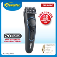 PowerPac Cordless Hair Cutter, Hair Clipper USB charge 20 setting adjustment (PP959)