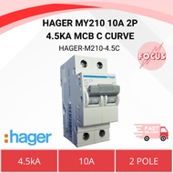HAGER MY210 10A 2P 4.5KA MCB C CURVE