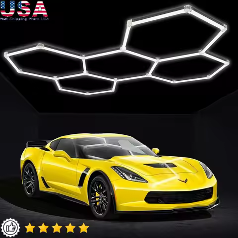 Super Bright Hexagon LED Lights 168W 7000K Garage Shop Warehouse Gym Energy Efficient Easy Installat