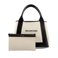 BALENCIAGA NAVY CABAS 帆布手提包/子母包（米白/黑）S _廠商直送