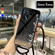 Custom Nama Softcase Glass FREE Sling Tali for Oppo A16 | Casing Tali | Case Tali | Case Tali Kaca |