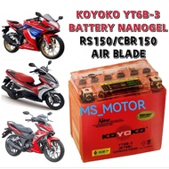 BATTERY KOYOKO YT6B-3 RS150 CBR150 AIR BLADE RSX150 BATERI NANOGEL RS RSX CBR 150 HONDA KOYOKO SCP Y