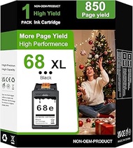 68e Ink Cartridges High Yield with chip Black 1 Pack Replacement for HP 68 68e Ink Compatible with H