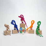 8 Ml Hanging Perfume Glass Bottle Warma Print Wheel Square Wooden Cap / Glass Bottle / Perfume Glass