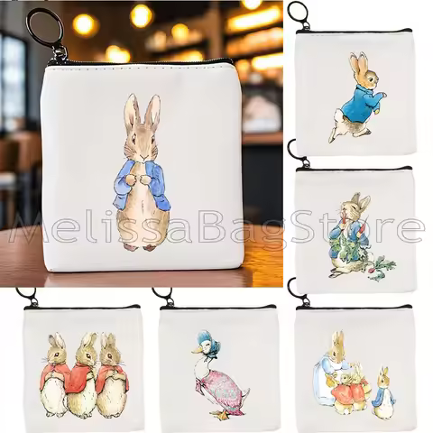 Cute Kawaii Beatrix Potter Cartoon Peter Rabbit Gift Anime Duck Carrots Animal Manga Canvas Key Coin