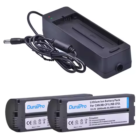 DuraPro 2000mAh NB-CP2L NB-CP2LH Battery + Charger for Canon NB-CP1L CP2L SELPHY CP100 CP200 CP300 C
