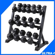 Dumbbell Rack 3 Layer Tier Mini Multilevel Weight Storage Stand Horizontal Premium Hexagon Holder Ho