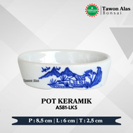 Pot Keramik Bonsai Oval Lonjong Mini Mame Bukan Plastik Semen - MOTIF 1
