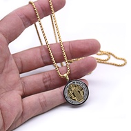 【original】 high-grade stainless steel Saint Benedict two-tone pendant cross necklace accessories St.