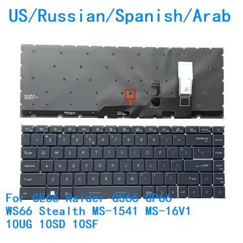 New US Russian Spanish Arab Language RGB Keyboard For MSI GE66 Raider GS66 GP66 WS66 Stealth MS-1541