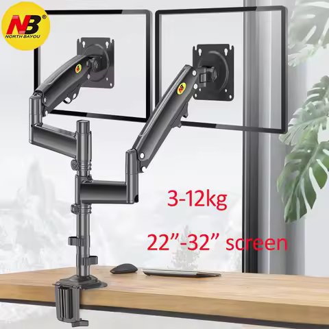 NB NEW H180 22'-32' Gas Spring Double Monitor Desk Holder Arm Full Motion LCD TV Mount 2-12kg Ergono