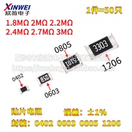 0402 0603 0805 1206 Chip Resistor 1.8M 2M 2.2M 2.4M 2.7M 3M Mega 1%