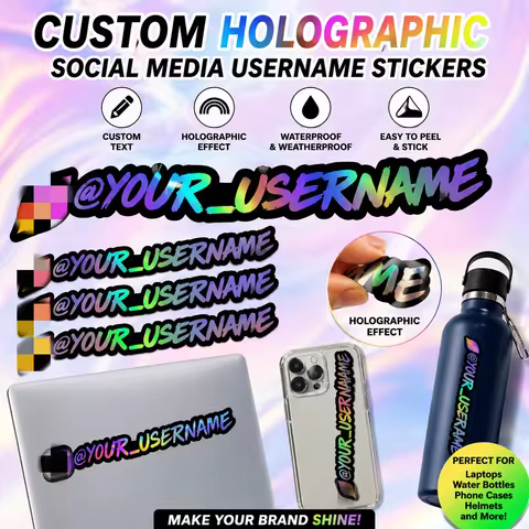 Personalized Vinyl Stickers Custom Content Creator Username FB,IG Social Profile Decals DIY Waterpro