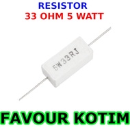 33 OHM 5 WATT RESISTOR 5 PERCENT R 5W FVKOTIM CHALK