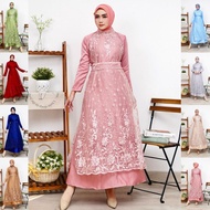 REAL PIC 2IN1 THALITA DRESS INNER + OUTER BRUKAT TILLE PREMIUM / FREE BELT MAXI DRESS SET FOR WEDDIN