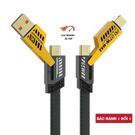 4-Head Fast Charging Cable “Length 1m” 65W. 4-in-1 Anti-Tangle and Breakage Charging Cord. Phone cha