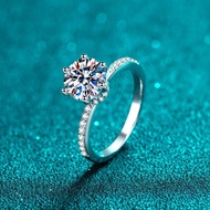 X-215 925 Sterling Silver Women's Ring, 2 Carat Moissanite (Including Certificate)/8mm Zircon