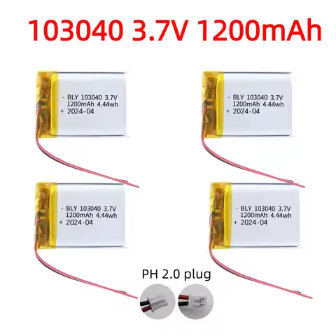 103040 Rechargeable Polymer Lithium Battery (3.7V 1200mAh) for GPS Navigator, MP3/4/5, Bluetooth Hea