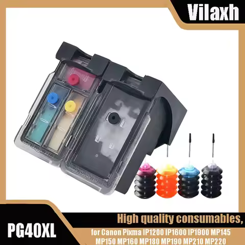 Vilaxh Refillable PG-40 CL-41 PG40 CL41 Ink Cartridge For Canon Pixma MP140 MP150 MP160 MP180 MP190 