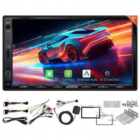 ATOTO 7 inch QLED Android Car Stereo – Double DIN Head Unit with Wireless CarPlay & Android Auto, 24