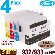 4 Pack 932XL K 933XL C M Y Refillable Empty Print Cartridge Without Ink 932 Black 933 Cyan Magenta Y