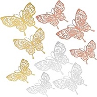 Veemoon 36pcs Three-dimensional Butterfly Decor Mirror Decals Wall Glitter Stickers 3d Butterflies Decal Butterflies Ornament 3d Butterflies Stickers Festival Supplies Hollow Out Paper