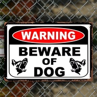 Beware of Dog Security Guard - Metal Tin Sign Unframed Warning Plaque for Home Decor