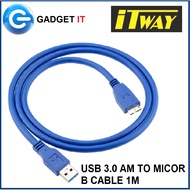 ITWAY US02607 USB 3.0 AM TO MICOR B CABLE 1M (CAB-USB30-MICRO B-1M-US02607)