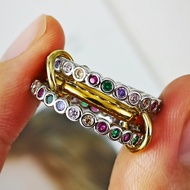 Thin Dainty Ring Stack Set For Women Simple Colorful Round Zircon Silver Color Stacking Spinelli Rin