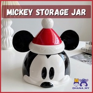 【HOT CXBVHSRYTE 113] Disney Mickey Mouse Storage Cookie Jar Premium Glass Sealed Christmas Gift 迪士尼米奇储物罐