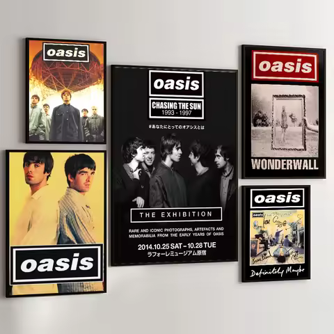 1PC Hot Oasis Band Poster Movie Sticky Posters Retro Kraft Paper Sticker DIY Room Bar Cafe Aesthetic