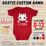 Baju Bayi Shio Naga Dragon Custom Nama Jumper Kaos Merah Lucu Newborn