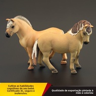 Durable realistic animal toy model for children: Norwegian fjord horse, little yellow horse, garden 
