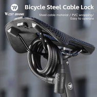 WEST BIKING Metal Anti Theft with 2 Keys Security Steel Cable Cycling Bicycle Lock Bike Accessories