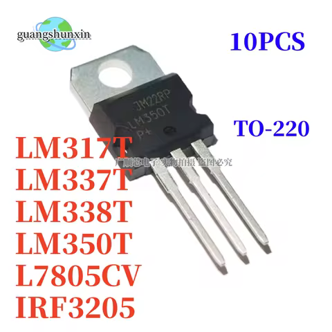 10pcs (M) LM317T LM337T LM338T LM350T L7805CV IRF3205 Voltage Regulator IC TO-220 LM337 LM338 LM350 