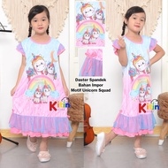 LYD STD - Daster Terusan Tunik Anak Spandek Import Printing Frozen/Poni/Princess/Unicorn/Squid Game