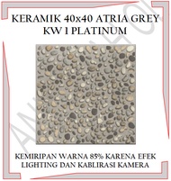 KERAMIK LANTAI 40x40 ATRIA GREY KW 1 PLATINUM // KERAMIK KASAR TIMBUL MOTIF BATU