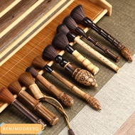 BENJMOORE9Q Coffee Grinder Cleaning Brush, Retro Bamboo Tea Brush, Professional Vintage Natural Bris