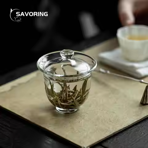 Handmade Glass Gaiwan Cup Creative Mini Tea Bowl Kung Fu Tea Set Chawan Chinese Jingdezhen Teacup To