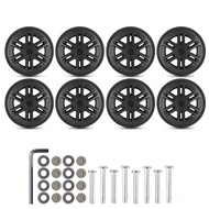Set of 8 Travel Luggage Suitcase Replacement Wheels 60mm Plastic Caster Wheels Repair Kits Shelf Rep