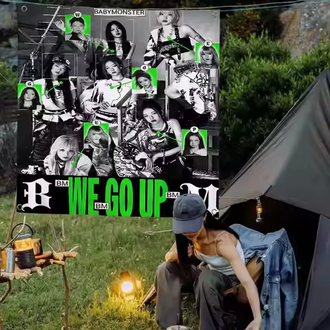 Kpop B-Babymonster Printed Large Flag Art Science Fiction Room Home Decor Decor Banner