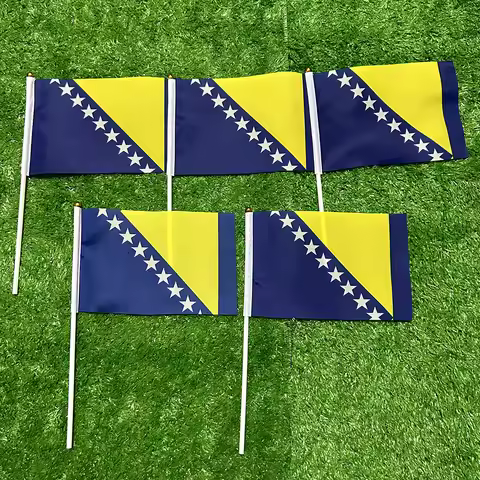 Bosnia and Herzegovina Flag 21*14cm Bosnia and Herzegovina Hand Waving Flags For Sports Activity